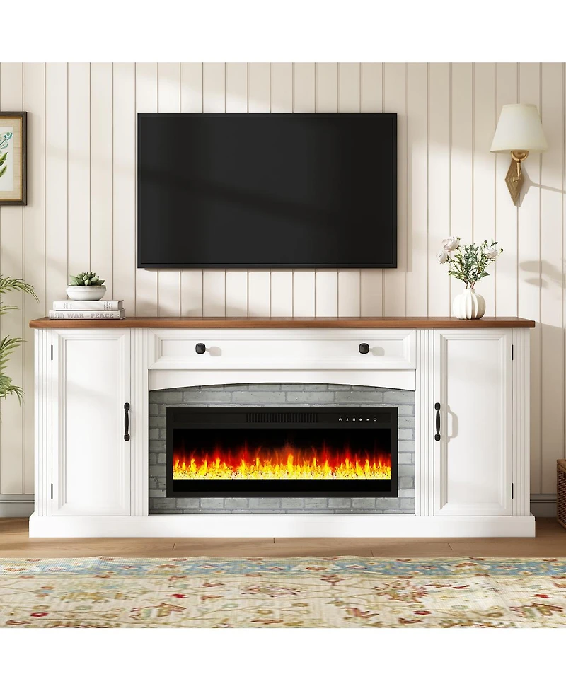 Streamdale Furniture Farmhouse Electric Fireplace Tv Stand for TVs up to 70"