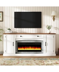 Streamdale Furniture Farmhouse Electric Fireplace Tv Stand for TVs up to 70"