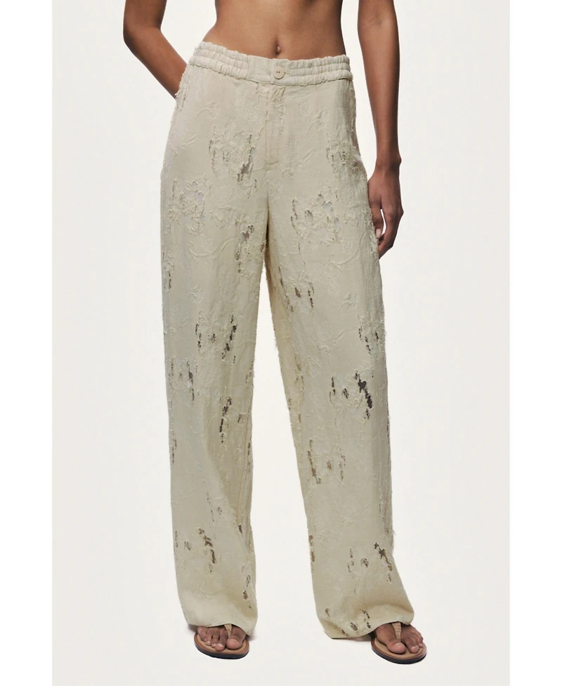 Nocturne Women's Jacquard Wide-Leg Trousers