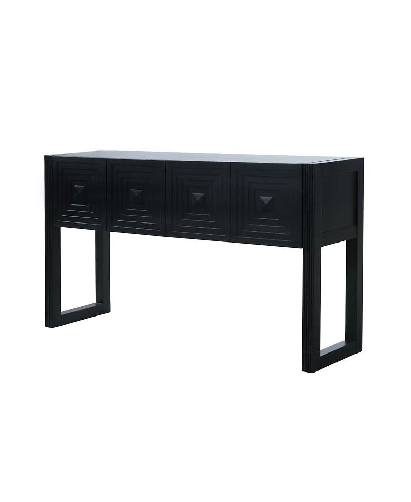 Streamdale Furniture Geometric Carved Console Table with 3 Soft-Close Drawers