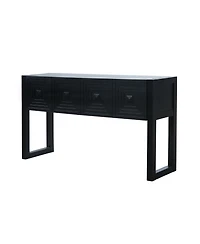 Streamdale Furniture Geometric Carved Console Table with 3 Soft-Close Drawers