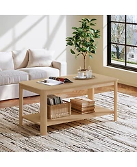 Streamdale Furniture Arc Corner Wood Coffee Table with Storage Shelf