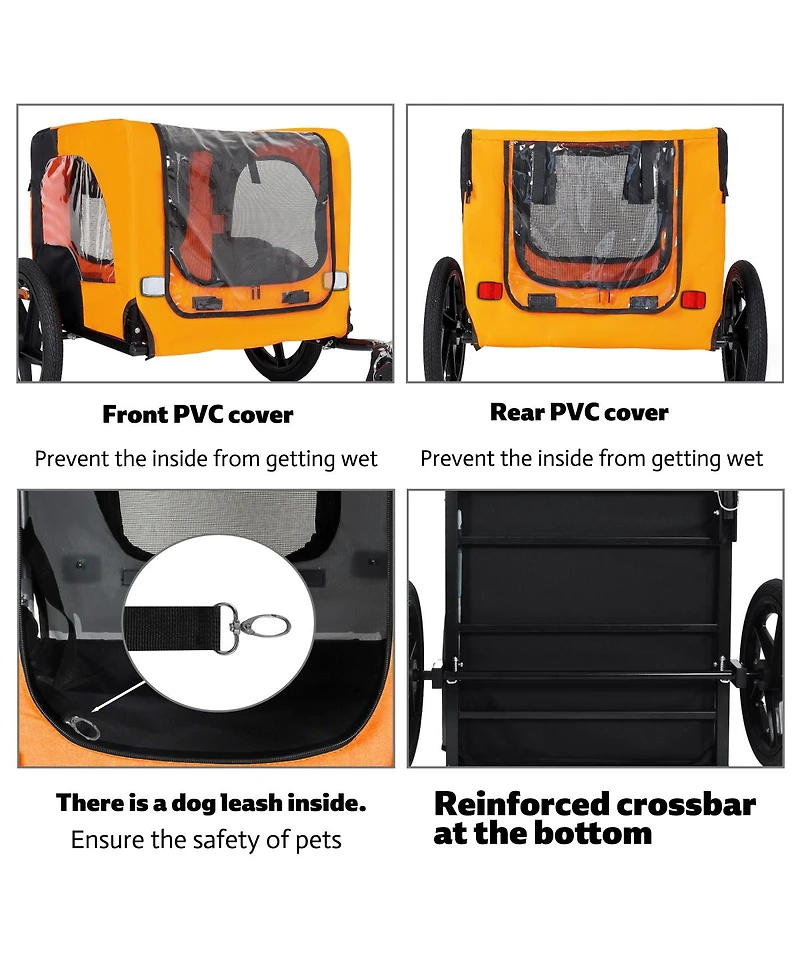 Streamdale Furniture Heavy-Duty Collapsible Pet Bike Trailer with Wheels