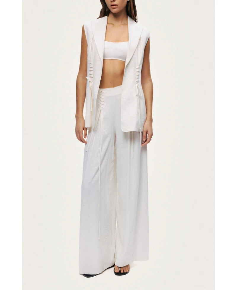 Nocturne Women's Lace-Up Wide-Leg Pants