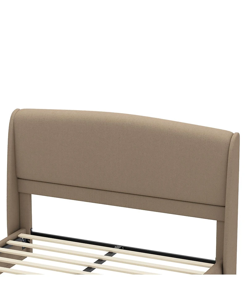 Streamdale Furniture Upholstered Queen Wingback Platform Bed Frame, Linen