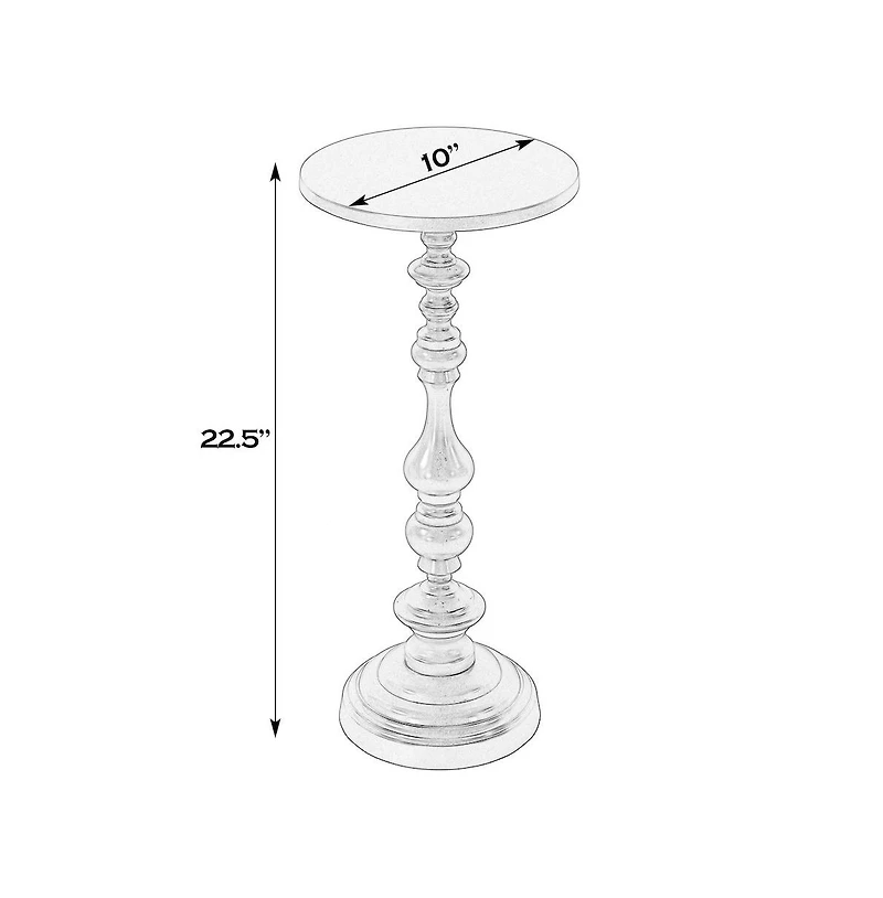 Butler Specialty Mario 10 in. W Round All Metal Pedestal Base End Table