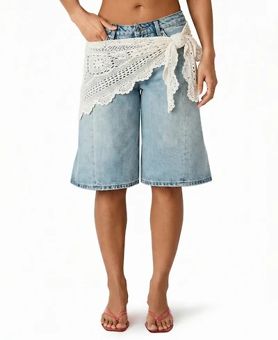 Steve Madden Women's Kesha Crochet Scarf-Detail Shorts