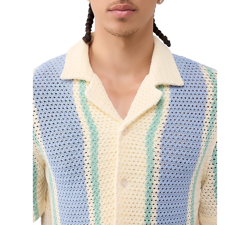 True Religion Men's Regular-Fit Short-Sleeve Knit Stripe Shirt