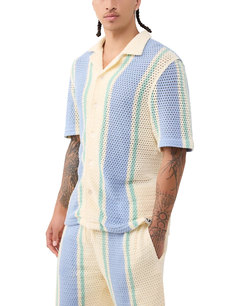 True Religion Men's Regular-Fit Short-Sleeve Knit Stripe Shirt