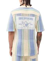 True Religion Men's Regular-Fit Short-Sleeve Knit Stripe Shirt