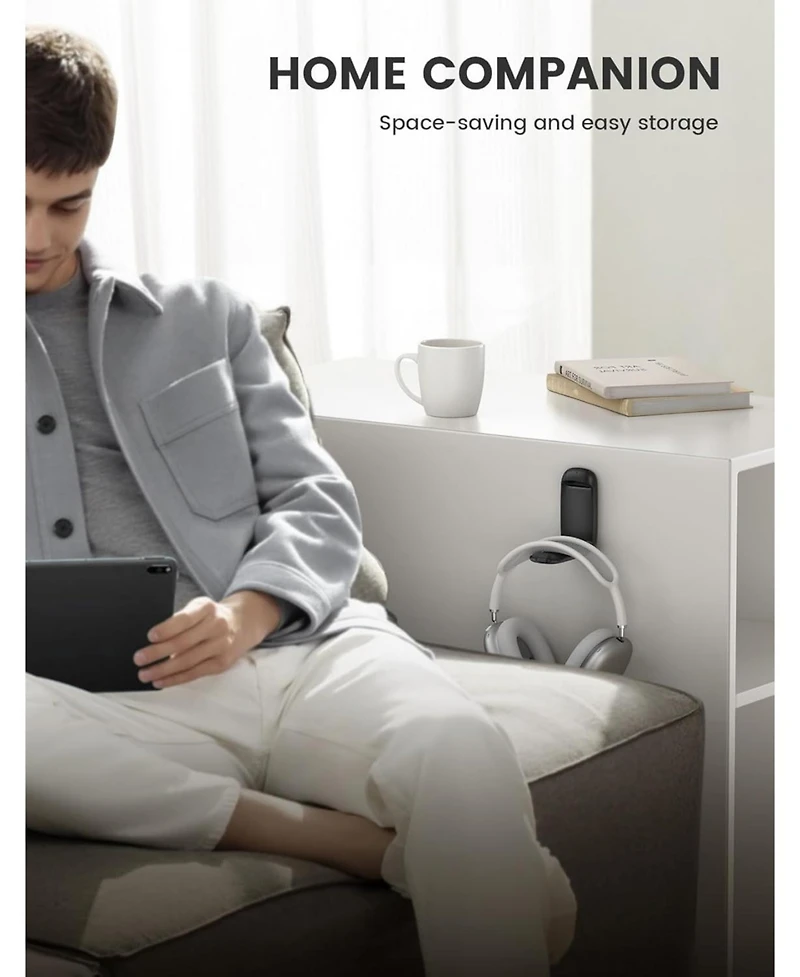 Lamicall Foldable Headphone Stand, Holder Hook Mount, Adhesive Hanger Clip Under Desk