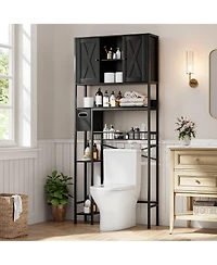 homfan Over The Toilet Storage Cabinet - 2-Door Design Bathroom Organizers Shelf, Space-Saver Above with Paper Holder