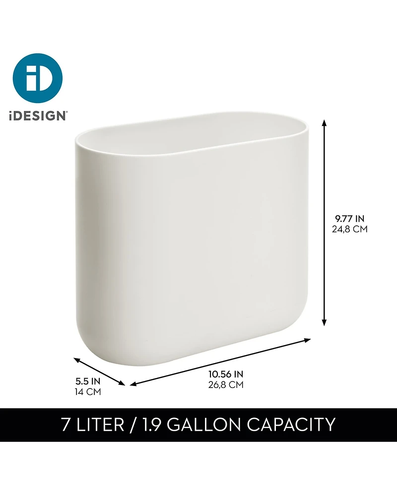 iDesign Small Plastic 1.9 Gallon / 7 L Oval Trash Can, 2-Pack