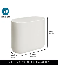 iDesign Small Plastic 1.9 Gallon / 7 L Oval Trash Can, 2-Pack