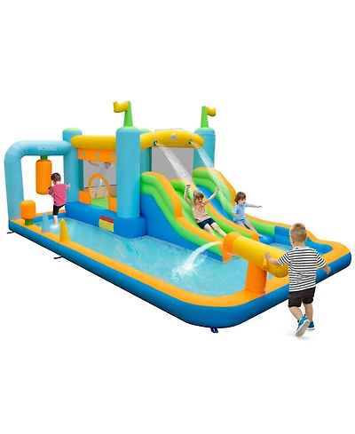 Sugift Giant Inflatable Water Slide with Dual Slides and Splash Pool (No Blower)