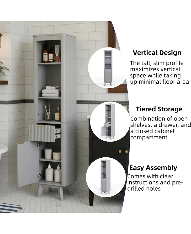 Phying Bathroom Storage Cabinet with Adjustable Shelves One Drawer and Door Multifunctional for Bathroom Living Room Entryway Kitchen