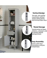 Phying Bathroom Storage Cabinet with Adjustable Shelves One Drawer and Door Multifunctional for Bathroom Living Room Entryway Kitchen