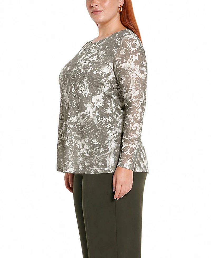 Coin 1804 Plus Python Mesh Scoop Neck Top