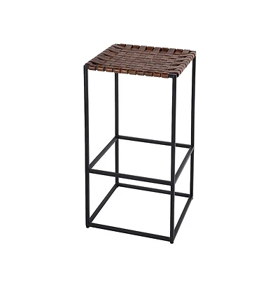 Butler Specialty 30 in. Seat Height Leather and Iron Backless Bar Stool with Footrest