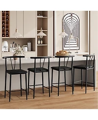 homfan Modern Counter Height Bar Stools Set of 4 - 25 Inch Pu Leather Upholstered Dining Chairs with Backrest and Footrest - Ergonomic Metal Frame