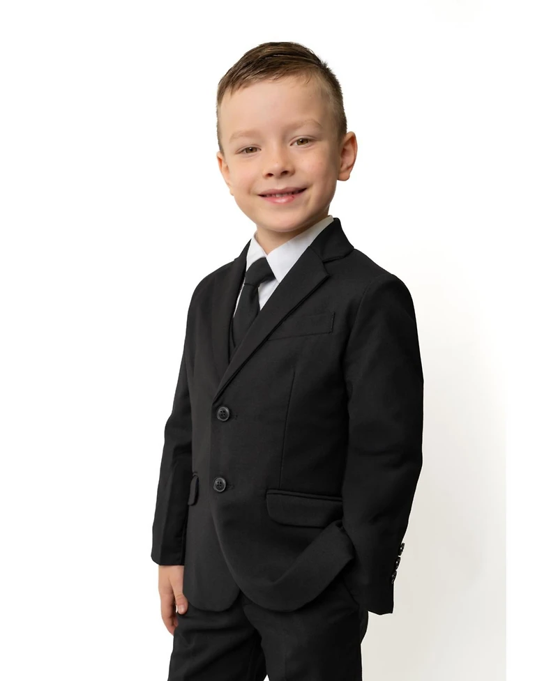 Peanut Butter Collection Toddler Boys 007 Slim Fit 5-Piece Shirt, Tie, Jacket, Vest and Pants Suit Set