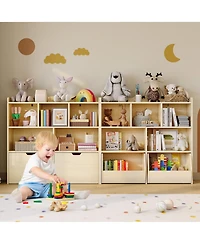homfan Multifunctional Toy Storage Organizer, Kids Bookshelf with 5 Cubbies and 2 Drawers, Chest for Playroom, Bedroom, Hallway, Classroom