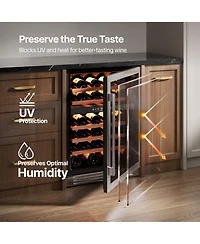 Ca'Lefort 24 Inch 52 Bottle Wine Cooler Refrigerator, 40-65degree(s)F Dual Zone Wine Refrigerator,3 Led Built-in for Home(5.65 cu.ft)