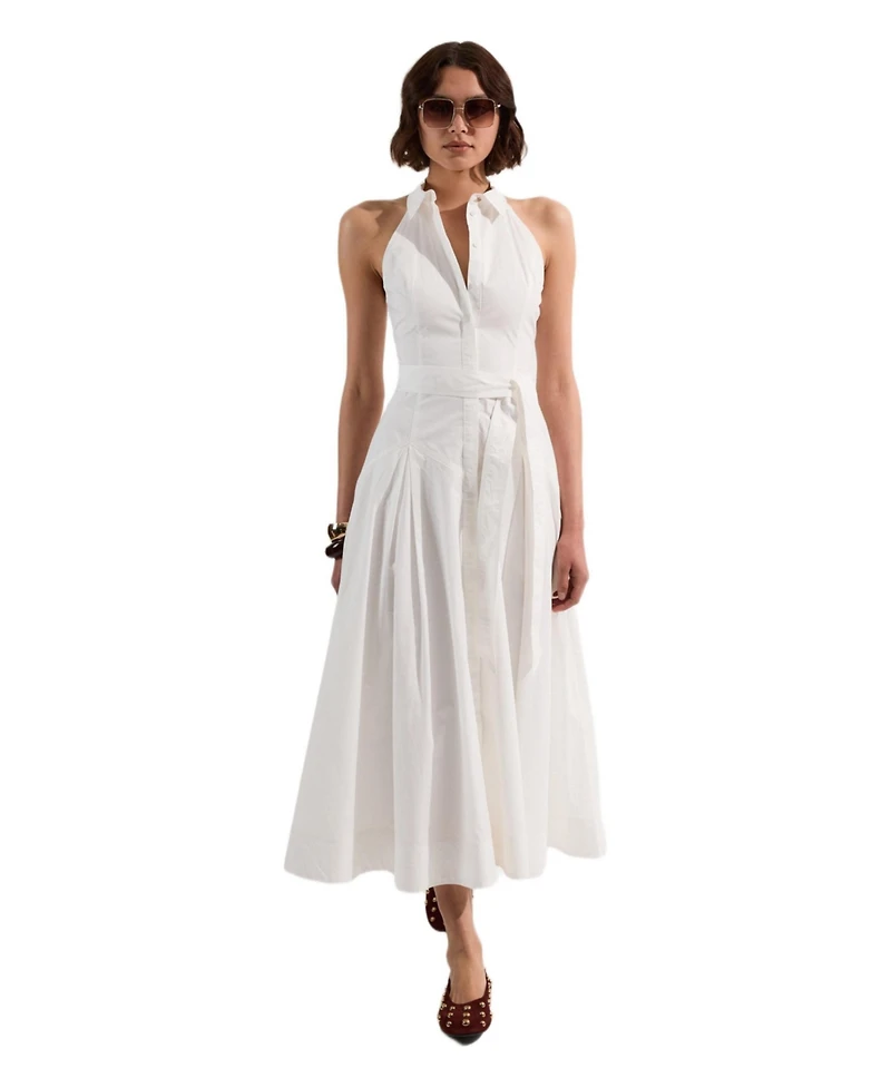 Karen Millen Women's Midi Shirt Dress With Dropped Waist