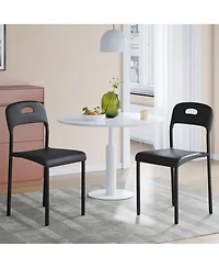 homfan Modern Stackable Plastic Dining Chairs Set of 2 - Ergonomic, Metal Legs, Waterproof and Mark-Resistant, Easy Assembly
