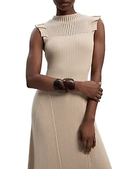 Karen Millen Women's Pointelle Frill Sleeve Knit Midi Dress