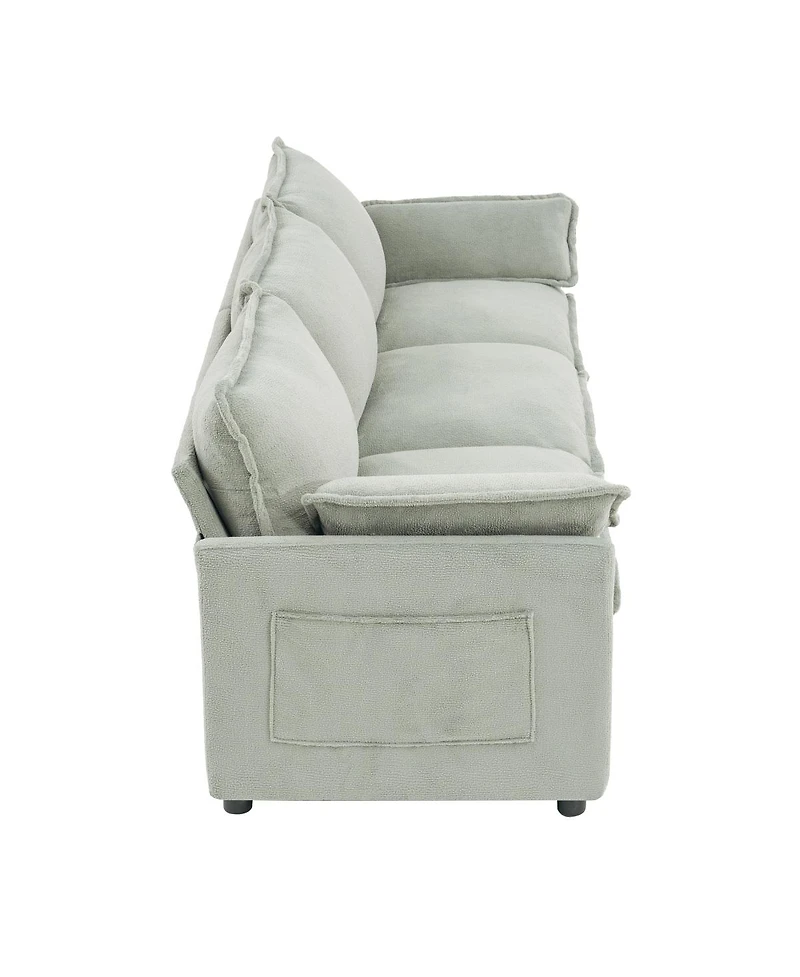 Streamdale Furniture Modern 3-Seater Plush Upholstered Sofa with Side Storage Pockets