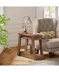 Tribesigns 2-Tier Wood End Table, Small Side Table with 2 Storage Shelves, Rustic Accent Narrow Nightstand for Living Room, Bedroom