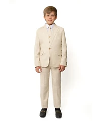 Peanut Butter Collection Little Boys Linen 5-Piece Shirt, Tie, Jacket, Vest and Pants Suit Set