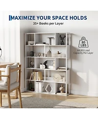Gaomon Modern 5-Tier Geometric Standing Bookshelf, Bookcase for Living Room Storage
