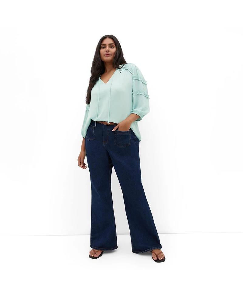 City Chic Women's Drama Queen Elbow Sleeve Shirt