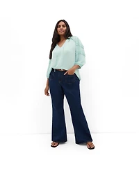 City Chic Women's Drama Queen Elbow Sleeve Shirt