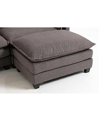 Streamdale Furniture 4-Seat Upholstered Sectional Sofa with 2 Ottomans and Waist Pillows