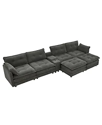 Streamdale Furniture Modular U-Shaped Corduroy Sectional Sofa with Ottomans and Usb
