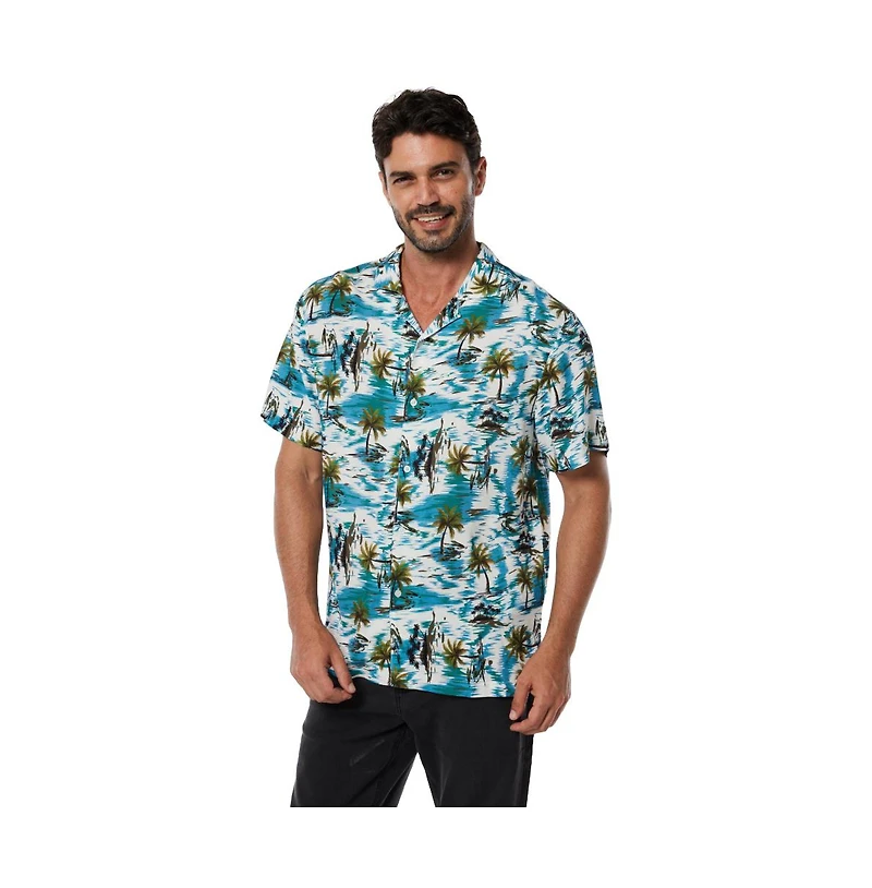 Mio Marino Mens Casual Button-Down Hawaiian Short Sleeve Shirt