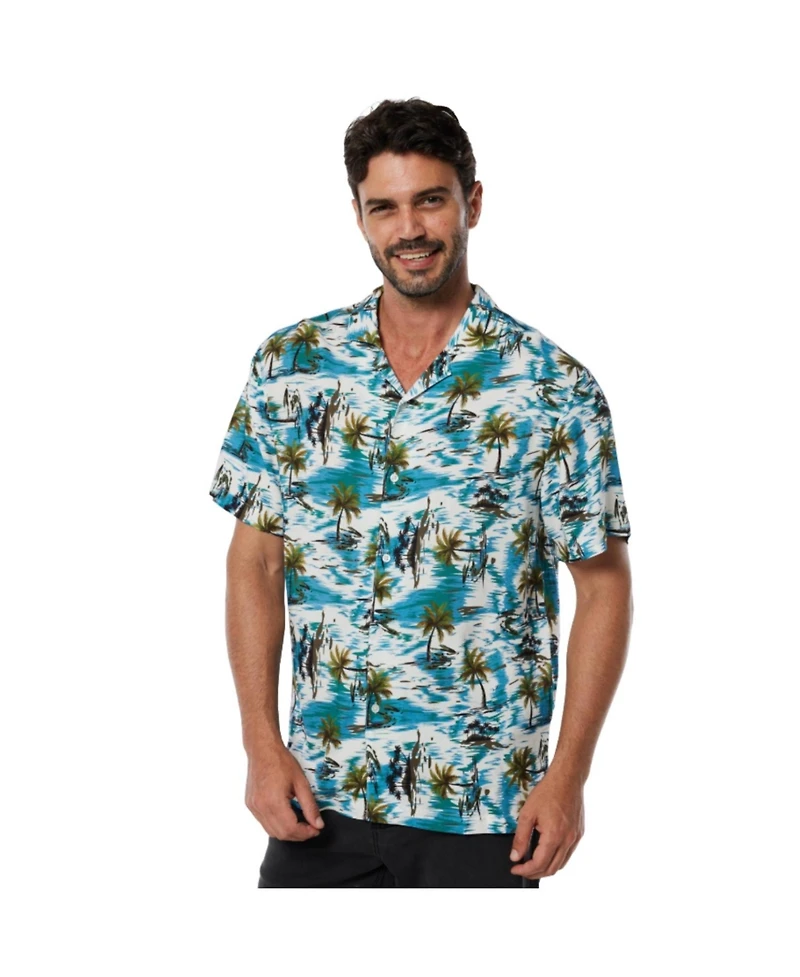 Mio Marino Mens Casual Button-Down Hawaiian Short Sleeve Shirt
