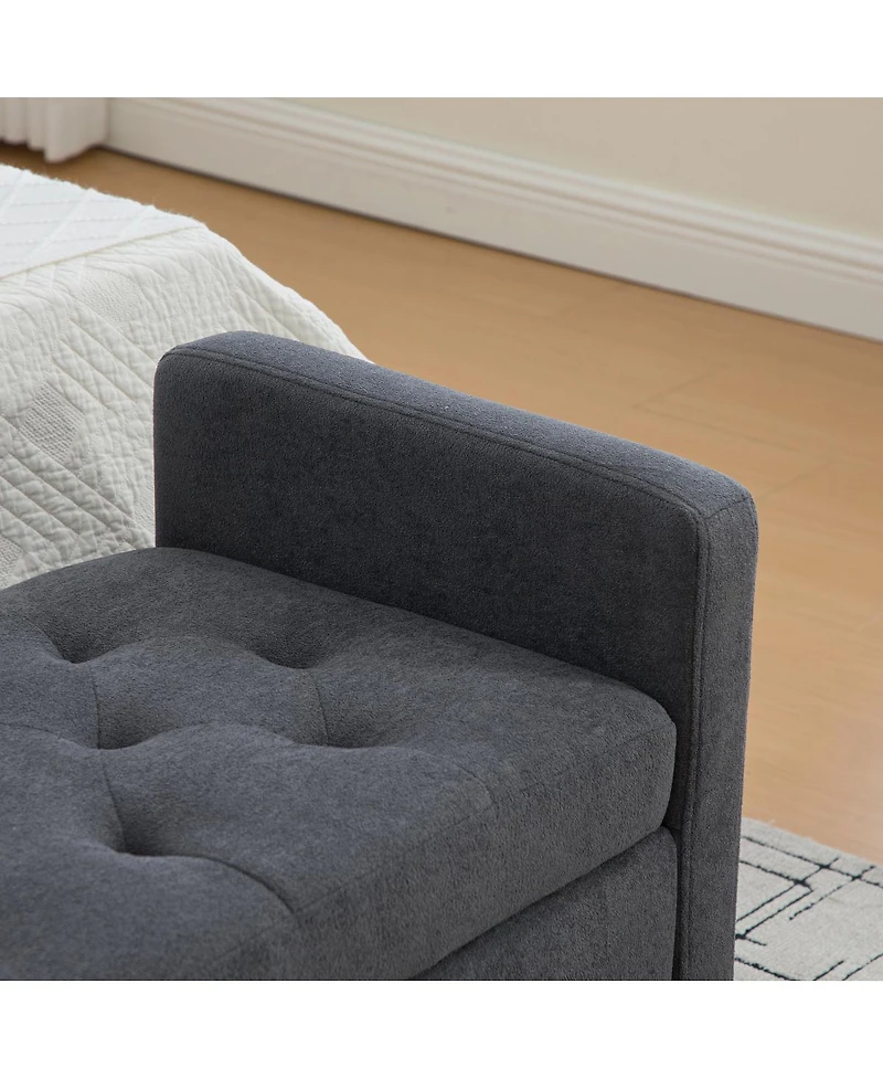 Streamdale Furniture Modern Upholstered Storage Bench with Rolled Arms