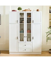 Streamdale Furniture Modern 6-Door Kitchen Pantry Cabinet with Drawers and Wine Rack
