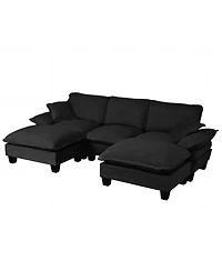 Streamdale Furniture Modular U-Shape Cloud Sectional Sofa with 2 Ottomans and Pillows