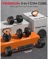 Fed Fitness Adjustable Dumbbells, 20LB (10 Lb Pair) Weight Set with Connector, (Barbell, Kettlebells, Push up Stand, Weight Plate)