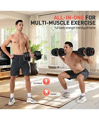 Fed Fitness Adjustable Dumbbells Set, 80LB (40 Lb Pair) Free Weight Set with Connector, 2 in 1 Dumbbells Set Used as Barbell, Kettlebells