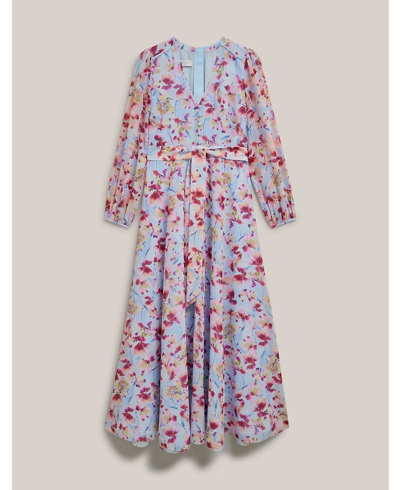 Hobbs London Women's Thea V-Neck Long Sleeve Maxi Dress