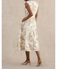 Hobbs London Women's Uma Linen Blend Midi Dress