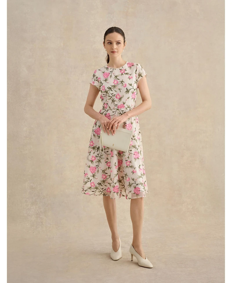 Hobbs London Women's Tia Embroidered Floral Midi Dress