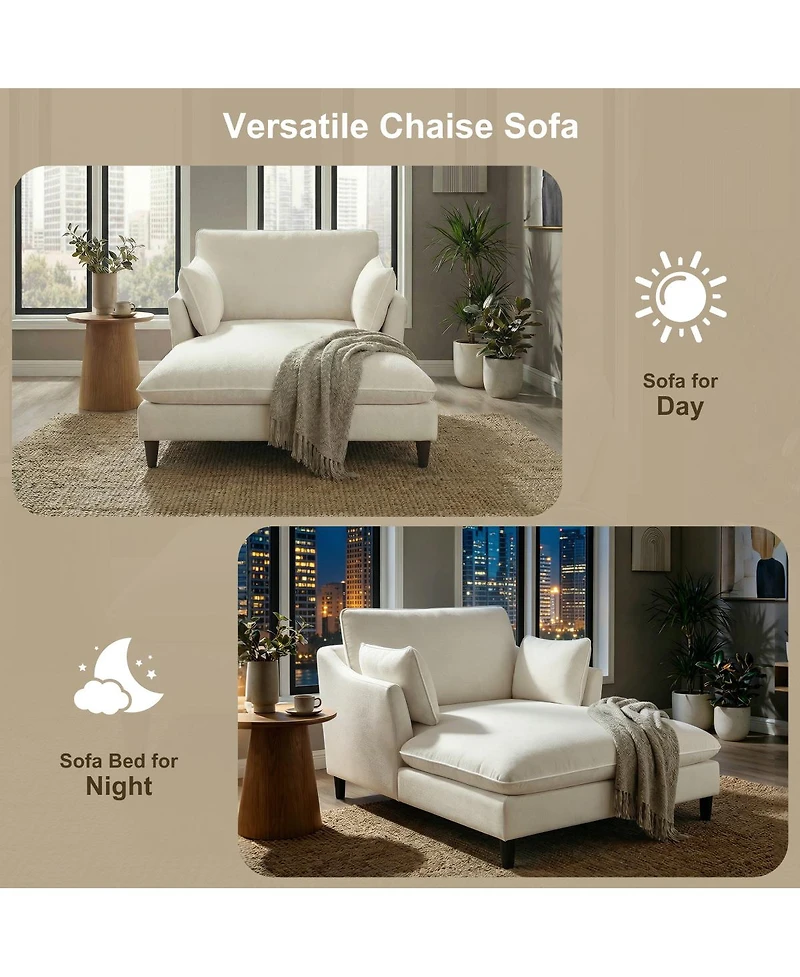 Streamdale Furniture Modern Chaise Lounge Sofa Bed with Pillows