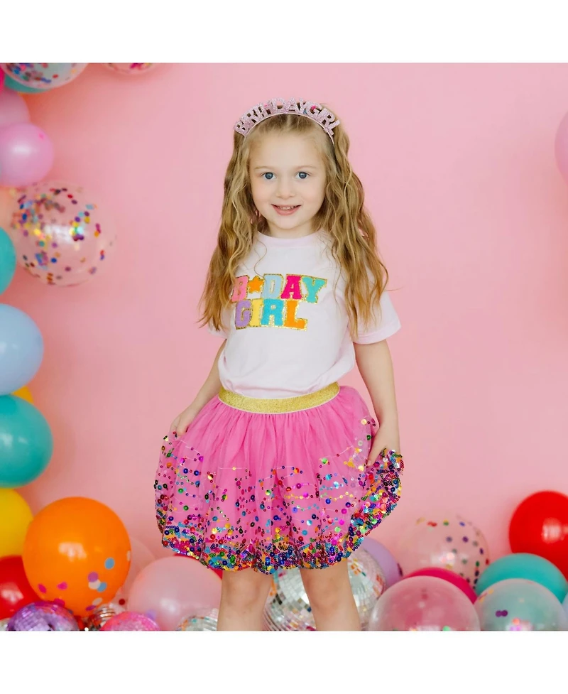Little and Big Girls Raspberry Confetti Tutu Skirt